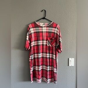 Plaid PINK-Brand Oversized Sleep Shirt